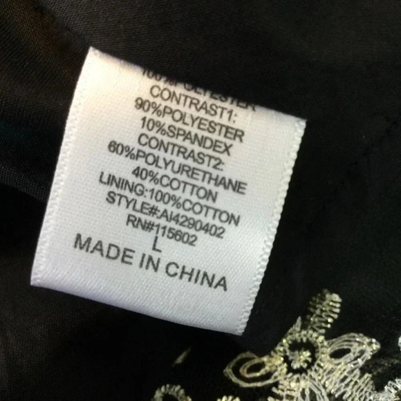 ASTR Womens Black Gold Lace Mesh Sleeveless Embroidered Mini Dress Large - Picture 6 of 12